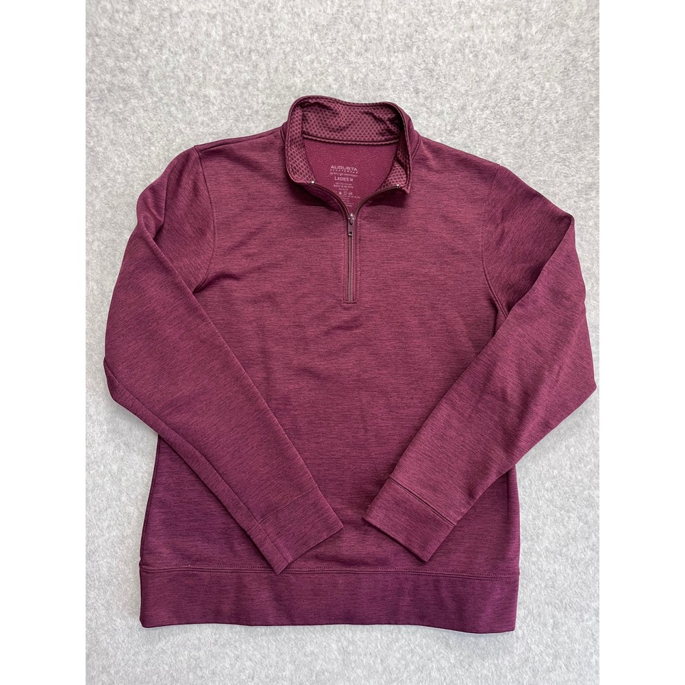 Augusta Sportswear Womens Maroon Heathered Quarter Zip Fleece Pullover Medium